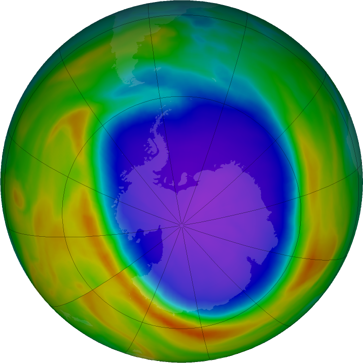 Antarctic ozone map for 04 October 2023